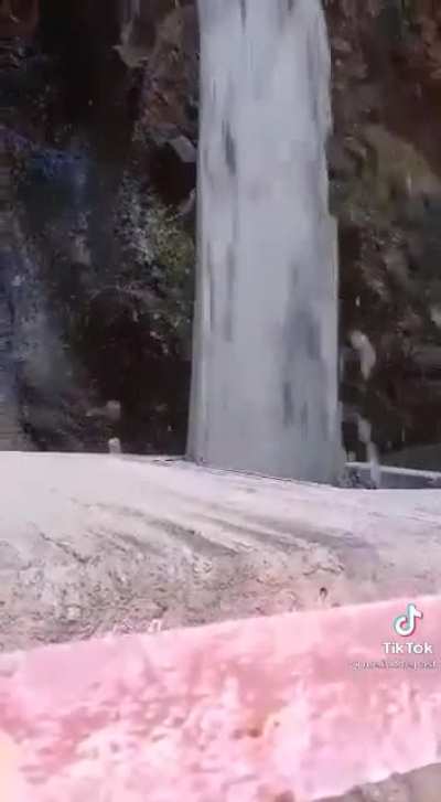 The opening of a dams gates after several years