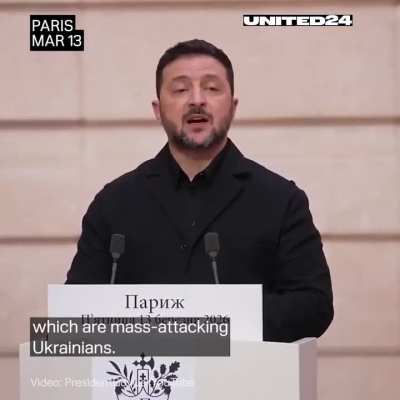 "Lifting sanctions so more drones are aimed at you ... is not the right decision," warns President Zelenskyy in Paris.