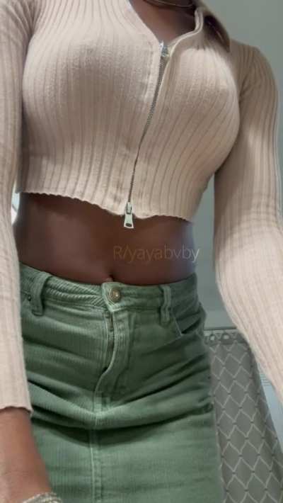 Busty ebony trying not to get caught