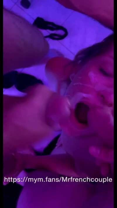 Her face is completely covered in cum