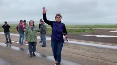 Canadian civilians blocking the only entrance to the province, demanding to search 18 wheelers to make sure no vaccines enter the province.