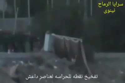 Iraqi resistance fighters from Mosul city  booby trap an isis checkpoint and kill the militant as he approaches the site.2016.