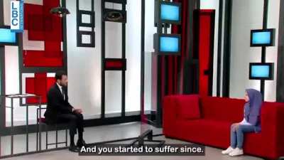 A 13 year old Lebanese girl, forced to marry 29 year old man, crying in pain: "The girl can't say no. It's against our culture." the man smiles: &ldquo;It's love at first sight!"