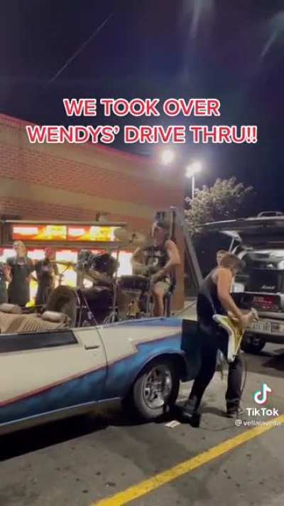 This band holding up a Wendy's line to play music