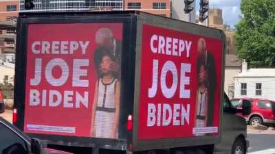 This truck is driving around the area where he&rsquo;s set to give his formal acceptance speech later tonight