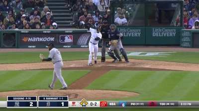[Highlight] Batter's striking out to end the inning with the bases loaded, on an 0-2 fastball right down the dick