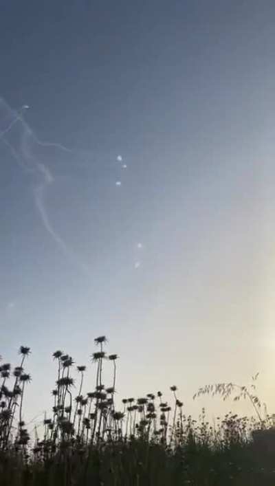 Iron Dome intercepting dozens of rockets over Sderot, Israel just now (5/10/2021)