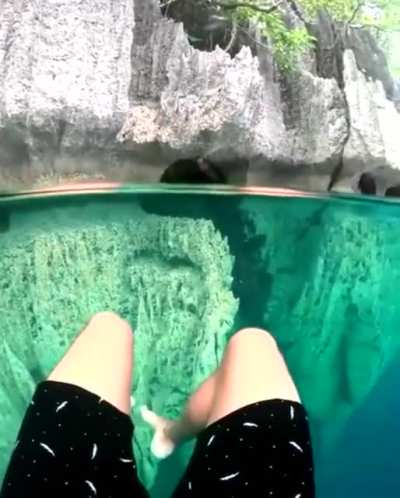 Very deep and clear lake in the Philippines