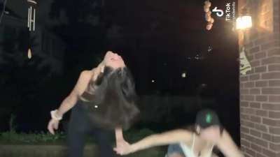 Embarrassed with bouncy tits