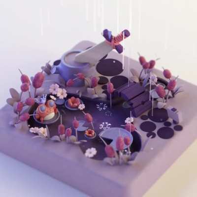 "Excalibur's Pond" a scene from a short animation of mine called "Rainy Days". Simple looping animations with a slight fantasy twist.