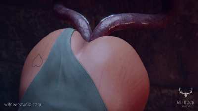 Lara Croft in a predicament with some tentacles (Wildeer Studio) [Tomb Raider]