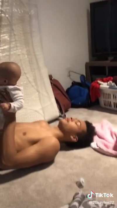 Baby is sick of tik tok