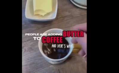 Adding butter to coffee