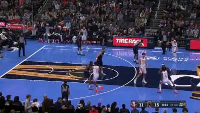 [Highlight] Dillon Brooks turns a steal on James Harden into a layup. A couple plays later, Dillon Brooks' defense results in an offensive foul by James Harden. Brooks stares Harden down after this turnover. It's Harden's 3rd turnover just halfway through