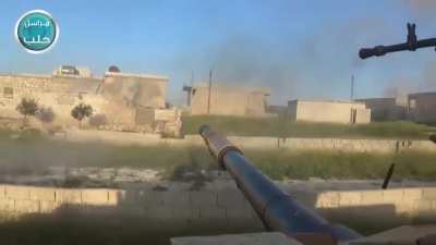[Combat edit] Jabhat al-Nusra armored assault on loyalist-held Tel Eis in S. Aleppo countryside in April, 2016. Multiple SVBIEDs, Tank GoPro, artillery &amp;amp; more
