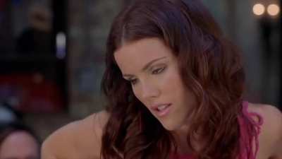 Kathleen Robertson in tight leather pants in Scary Movie 2.