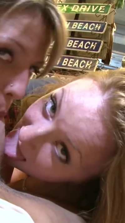 These girls are very friendly to strangers in public.