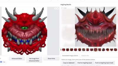 Fed a Cacodemon from Doom into img2img with some terrifying results :)