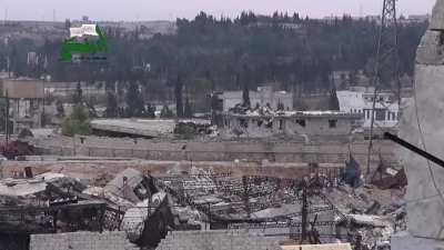 FSA "Hell Cannon" strikes on Syrian Army positions in Ramouse District, Aleppo - October 2014