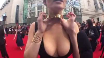 Gemma Arterton was showing her choker but the cameraman had other things to capture !!!