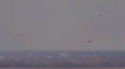 Su-25 attack aircraft deploying flares over Kherson. (Feb 24)