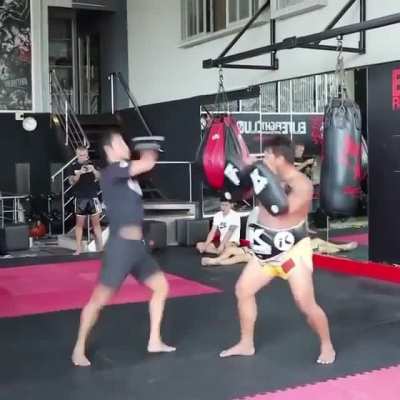 What a beautiful Muay Thai Training Superbon And Trainer Gae Perfect Team
