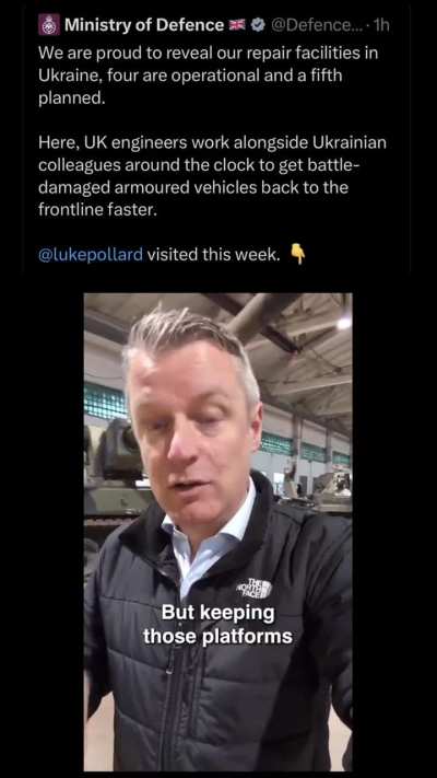 UA POV: The now deleted video from the UK Ministry of Defence showed a maintenance facility operated by the UK and Ukraine. In the video, the person speaking mentioned that the facility was located in western Ukraine and the facility itself was not blurre