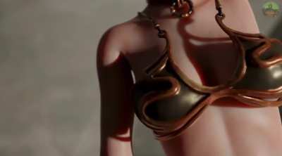 Leia getting licked by Jabba