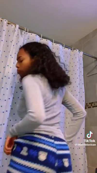 In the blue pajamas