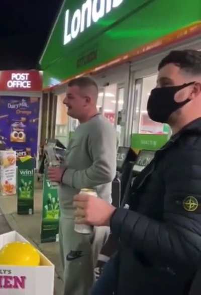 Guy threatens to throw beer can at car and immediately regrets it