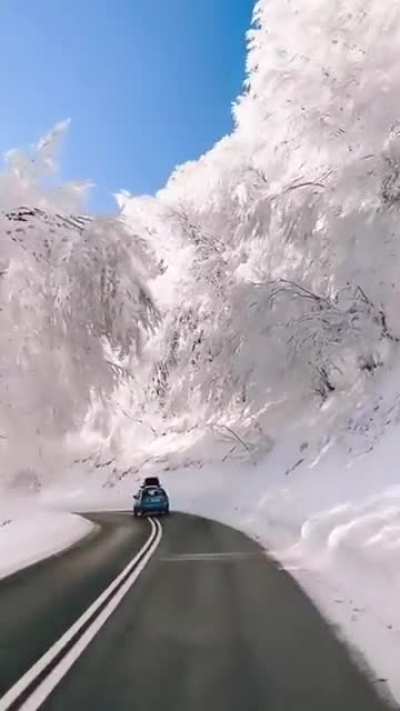 Snowy roads in Greece
