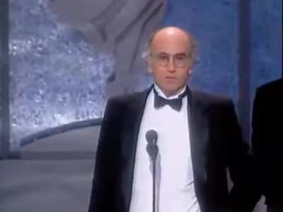 Larry David after winning his first Emmy for writing "The Contest" .