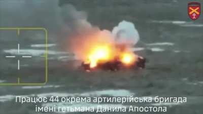 UA 44th Separate Artillery Brigade posted video of recent artillery work in the east of Ukraine. Feb. 20, 2024 post, w/ original audio.