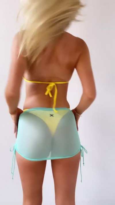 Those melons are barely staying in that bikini