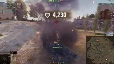 Buddy: "I'll use the E 100 to get top damage blocked for a mission." Me in my new T-22 medium: