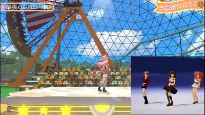Side by side comparison of Nene and Haruhi&rsquo;s &ldquo;Saikyou Pare Parade&rdquo; dance. As expected Nene is a lot more bouncy and cute, but otherwise spot on!