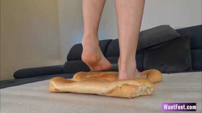 Crushing Bread Foot Fetish