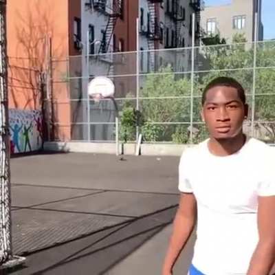 This insane 180&deg; wall-bounce basketball shot