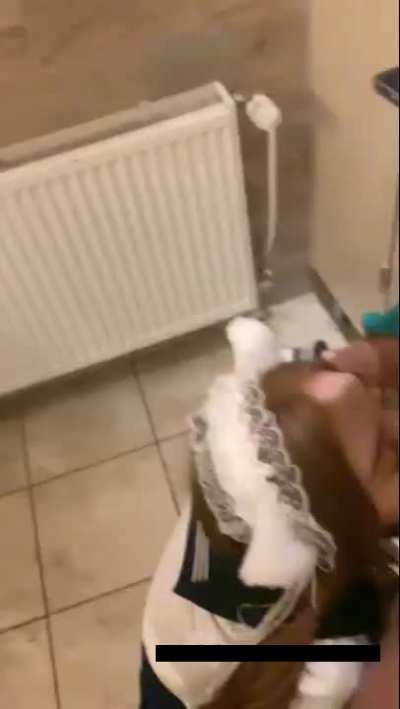 Drunk girls having fun in Public toilet after party