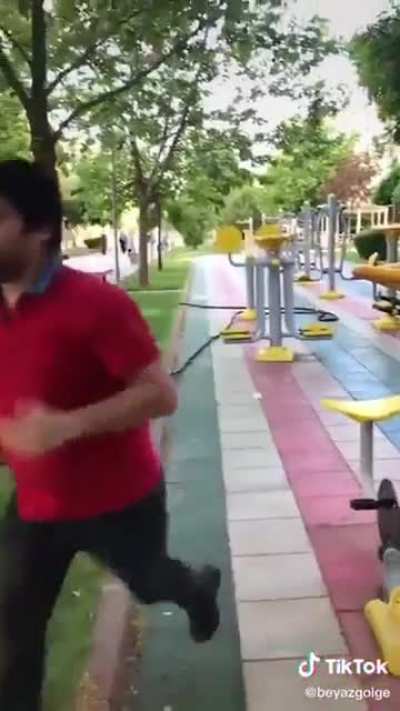 The dog tried to warn him, “Run hooman, before you become the villain/hero of an unsettling tiktok!”