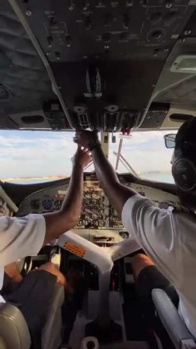 Seaplane takeoff Maldives