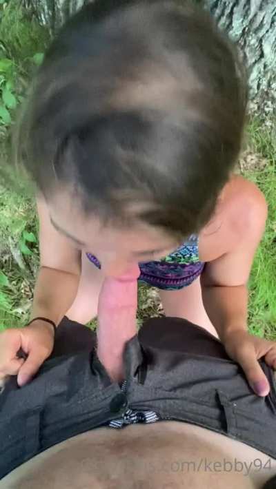 Outdoors blowjob