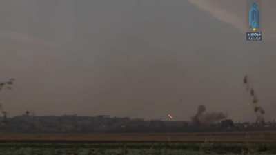 "A large volley of HTS 'Elephant' IRAM rockets blanket Syrian loyalist positions in Kafr Naboudah, N. Hama on May 20 2019, before it was briefly recaptured. This is the best footage of elephant rockets out there IMO, especially the latter half. Watch with