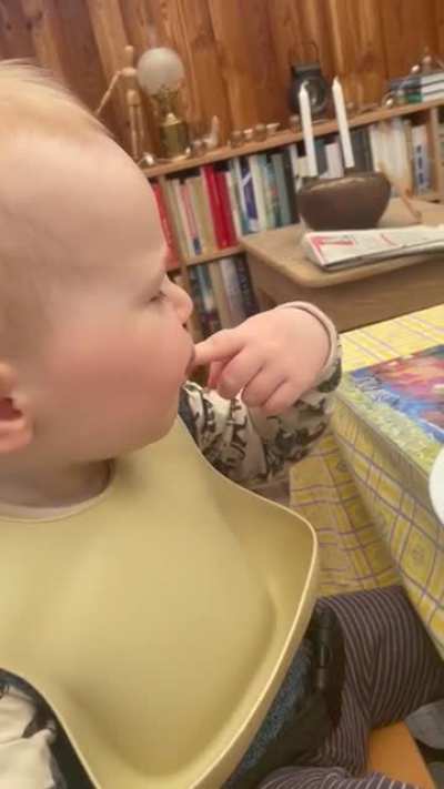 My nephew experimenting with optimization of eating habits