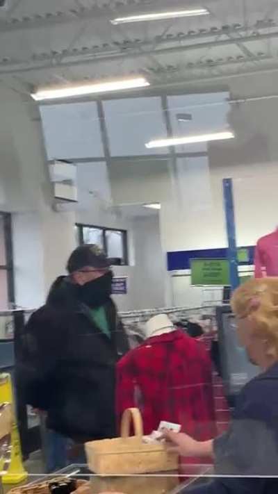 Goodwill customer is going to file a lawsuit against this shit. Asked to leave because she isn’t wearing her mask over her nose.