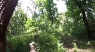 RU pov: Helmet cam of recon group ambushed by AFU in early summer, eastern Ukraine (No Visible Enemy).