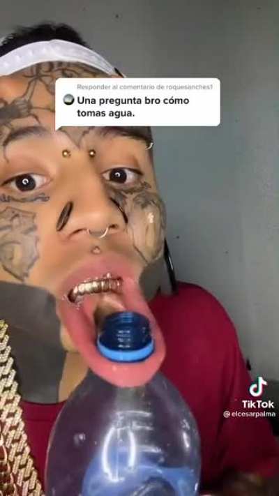Some physical cringe, I still don’t get why people do this to themselves? (They asked him how does he drink water)