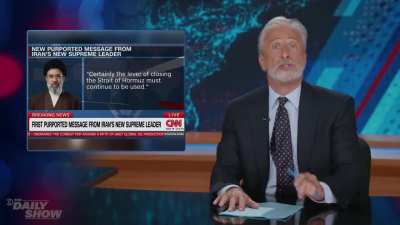 Jon Stewart Iran-splains the ramifications of closing the Strait of Hormuz in a way even Trump can understand: "War is God's way of teaching Americans geography."