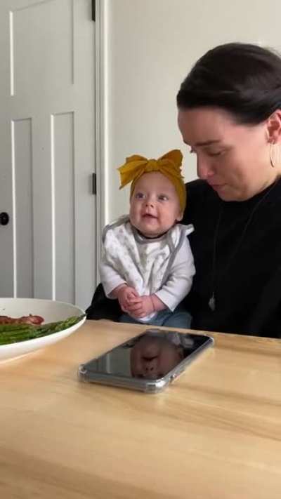 New mom can't control her emotions when her baby laughs for the first time
