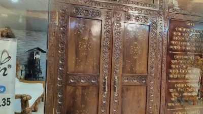 Natural Polish Almirah with decorative Door